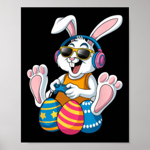 Easter Day Rabbit Gamer Funny Video Games Boys Kid Poster
