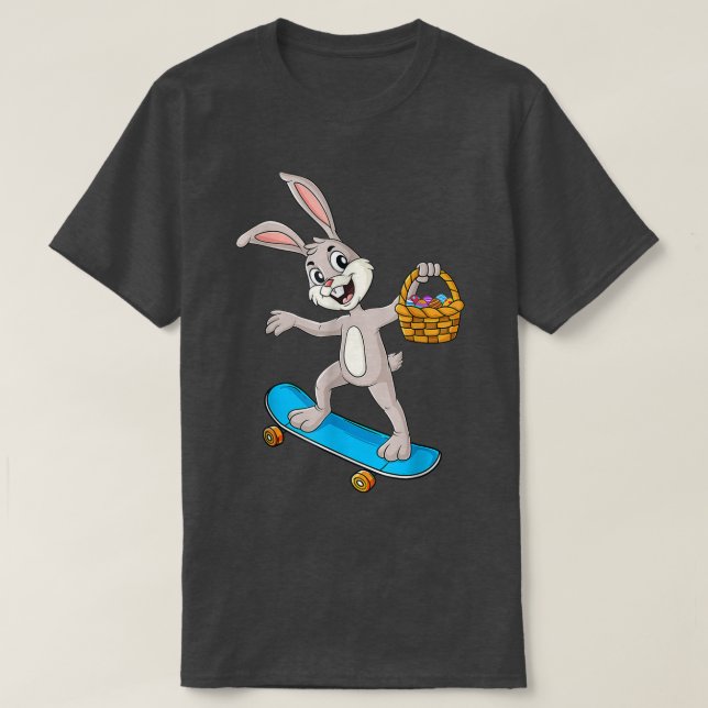 Easter Day Rabbit Riding A Skateboard Boys Girls S T-Shirt (Design Front)