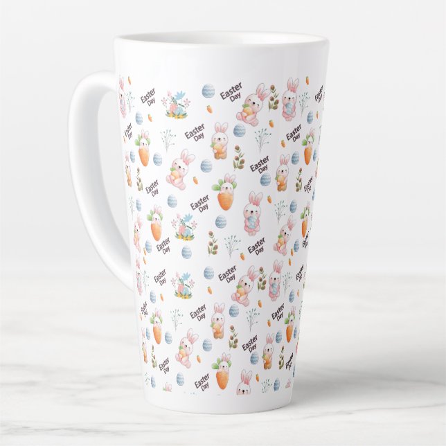Easter Day Rabbits Pattern Latte Mug (Left Angle)