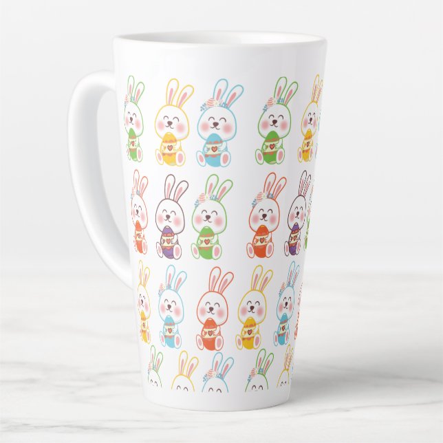 Easter Day Rabbits Pattern  Latte Mug (Left Angle)