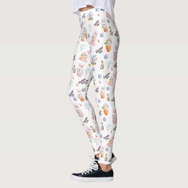 Easter Day Rabbits Pattern Leggings (Left)