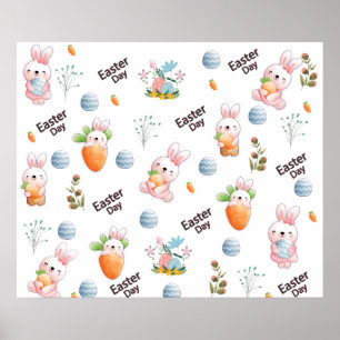 Easter Day Rabbits Pattern Poster