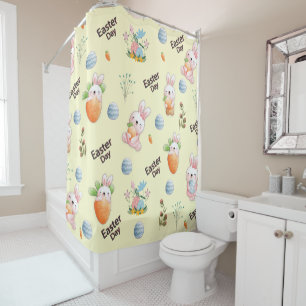 Easter Day Rabbits Pattern Shower Curtain
