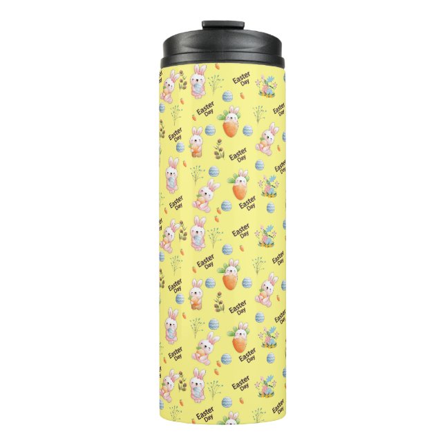 Easter Day Rabbits Pattern Thermal Tumbler (Front)