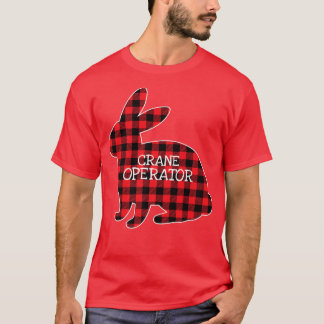Easter Day Red Plaid Bunny Graphic Crane Operator  T-Shirt
