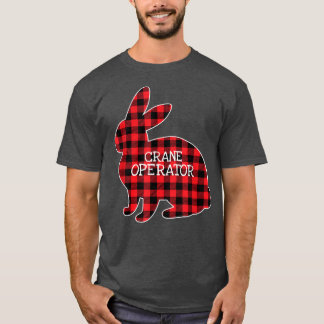 Easter Day Red Plaid Bunny Graphic Crane Operator  T-Shirt