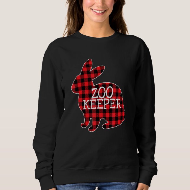 Easter Day Red Plaid Bunny Graphic Zoo Keeper Matc Sweatshirt (Front)