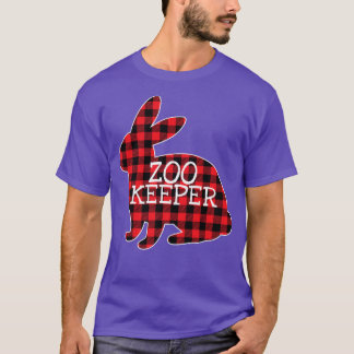 Easter Day Red Plaid Bunny Graphic Zoo Keeper Matc T-Shirt