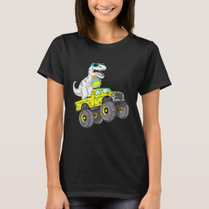 Easter Day T Rex Dino Riding A Monster Truck Boys  T-Shirt