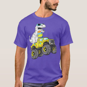 Easter Day T Rex Dino Riding A Monster Truck Boys  T-Shirt