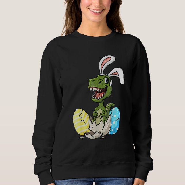 Easter Day T Rex With Bunny Ears Eggs Boys Girls K Sweatshirt (Front)