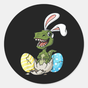 Easter Day T Rex With Bunny Ears Eggs Fun Boys Gir Classic Round Sticker