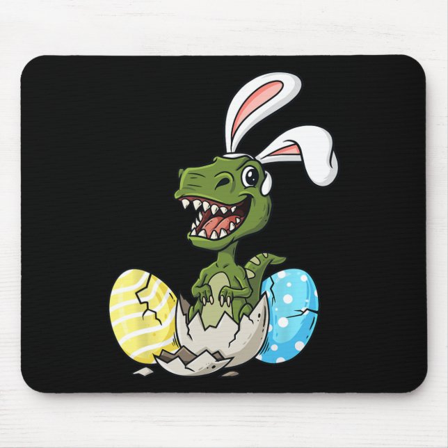Easter Day T Rex With Bunny Ears Eggs Fun Boys Gir Mouse Pad (Front)