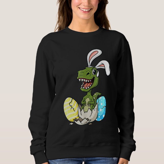 Easter Day T Rex With Bunny Ears Eggs Funny Boys G Sweatshirt (Front)
