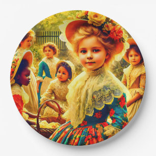 EASTER DAY Vintage Children 3D ~ Decorated~  Paper Plate