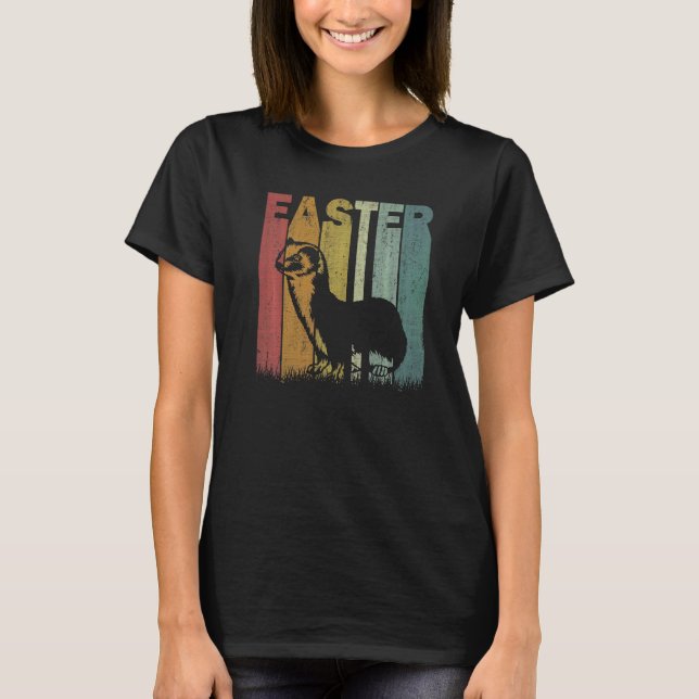 Easter Day Weasel Retro Graphic Funny Easter Costu T-Shirt (Front)