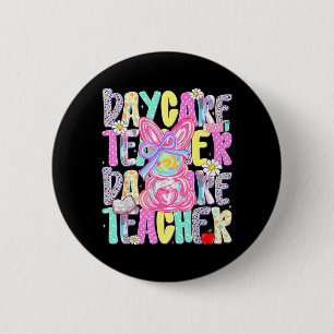 Easter Daycare Teacher Cute Colourful Spring Shirt 6 Cm Round Badge