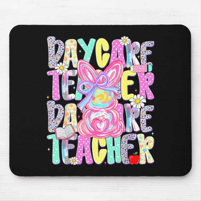 Easter Daycare Teacher Cute Colourful Spring Shirt Mouse Pad (Front)