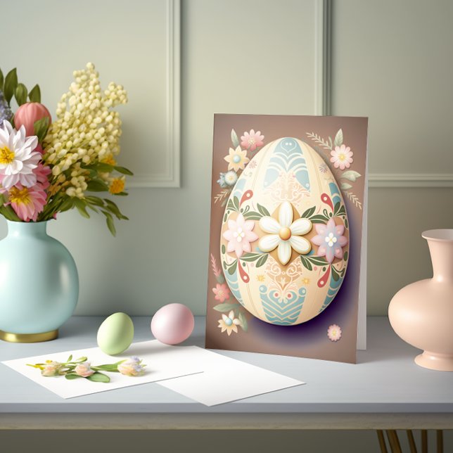 Easter Decorated Egg with Cutout Flowers Card (Creator Uploaded)