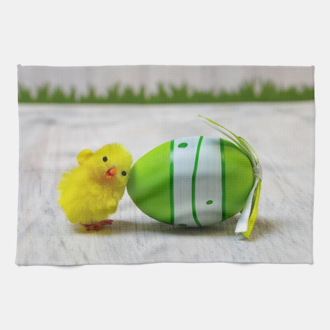 Easter Decoration - Easter egg and chick Tea Towel (Horizontal)