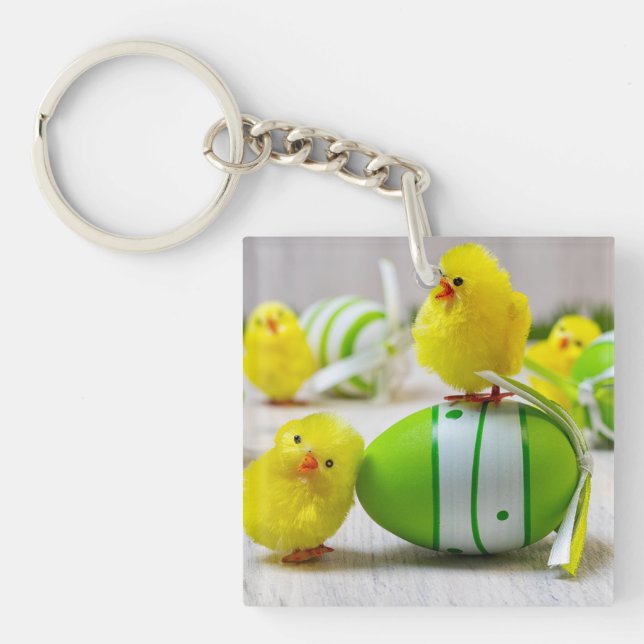 Easter Decoration - Easter egg and chicks Key Ring (Front)