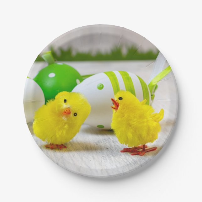 Easter Decoration - Easter egg and chicks Paper Plate (Front)