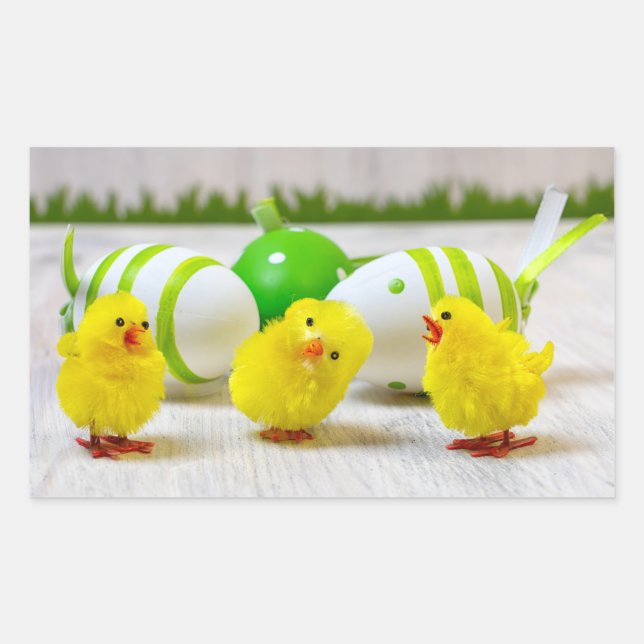 Easter Decoration - Easter egg and chicks Rectangular Sticker (Front)