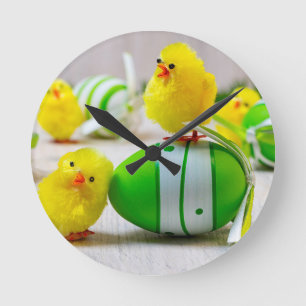 Easter Decoration - Easter egg and chicks Round Clock