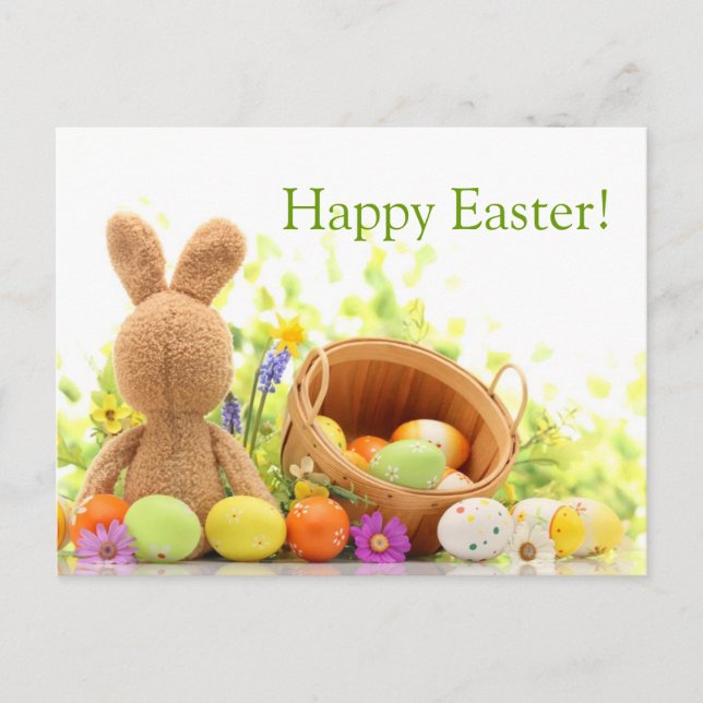 Easter Decoration with Rabbit and Eggs Holiday Postcard (Front)