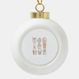 Easter Dental Assistant Tooth Bunny Dentist T-Shir Ceramic Ball Christmas Ornament