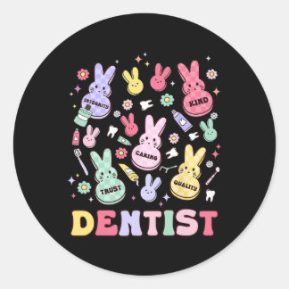 Easter Dentist Retro Rdh Dental Hygienist Squad Bu Classic Round Sticker