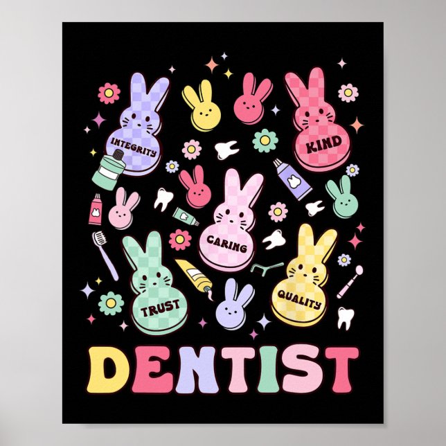 Easter Dentist Retro Rdh Dental Hygienist Squad Bu Poster (Front)