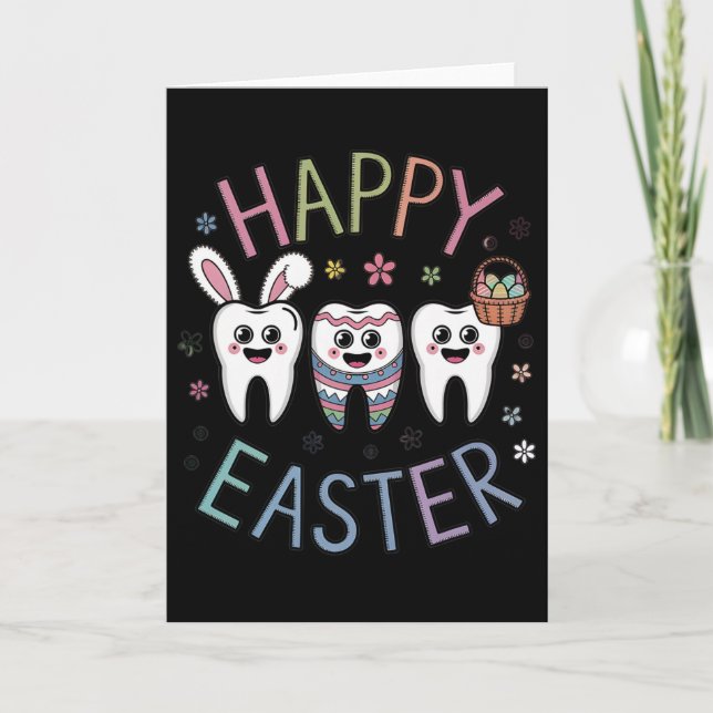Easter Dentist Tooth Cute Teeth Dental Istant Wome Card (Front)
