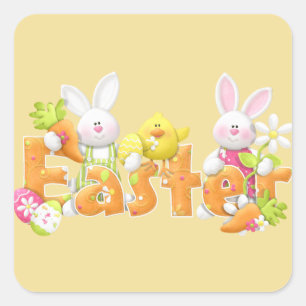 EASTER DESIGN SQUARE STICKER