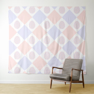 Easter Diamond Pattern with Decorated Eggs Tapestry