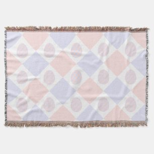 Easter Diamond Pattern with Decorated Eggs Throw Blanket