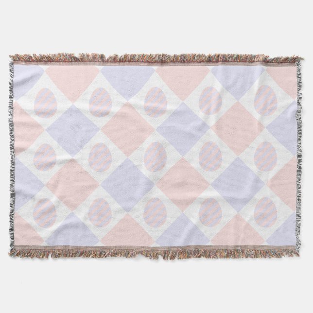 Easter Diamond Pattern with Decorated Eggs Throw Blanket (Front)