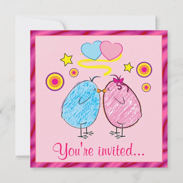 Easter Dinner Invitation with Cartoon Chicks (Front)