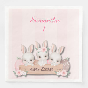 Easter Dinner Napkins - Kawaii Bunnies & Roses