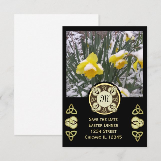 Easter Dinner Trinity Knot W Photo & Monogram Invitation (Front/Back)