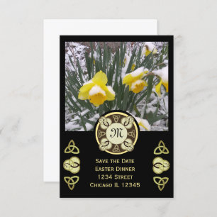 Easter Dinner Trinity Knot W Photo & Monogram Invitation