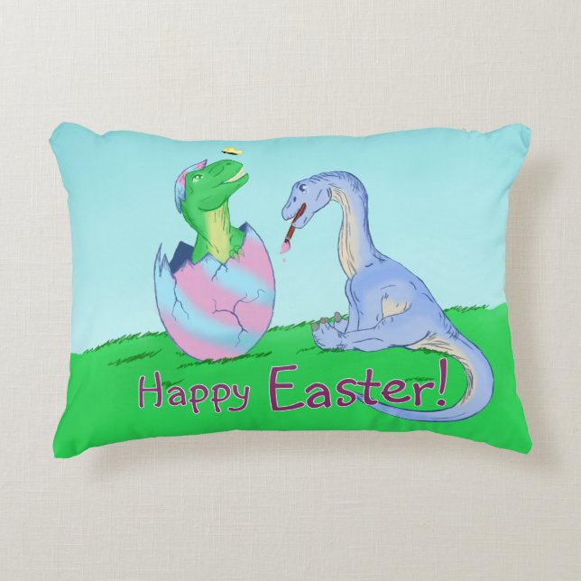 Easter Dinos Decorative Cushion (Front)