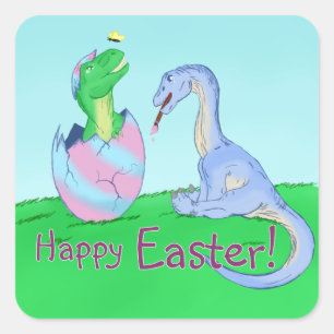 Easter Dinos Square Sticker