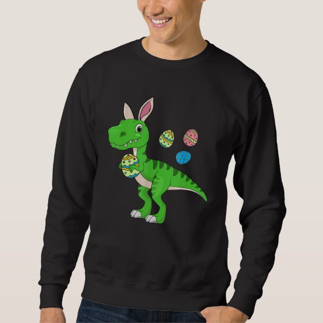 Easter Dinosaur Boys Kids Bunny Easter Basket Stuf Sweatshirt (Front)