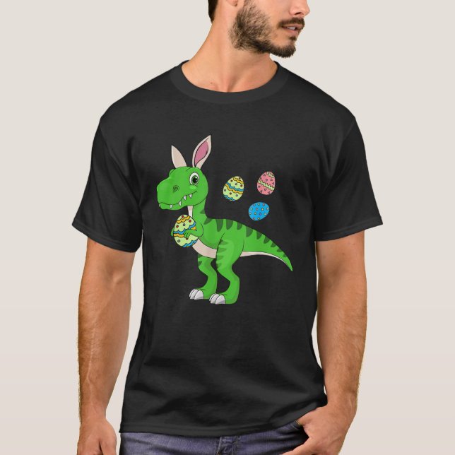 Easter Dinosaur Boys Kids Bunny Easter Basket Stuf T-Shirt (Front)