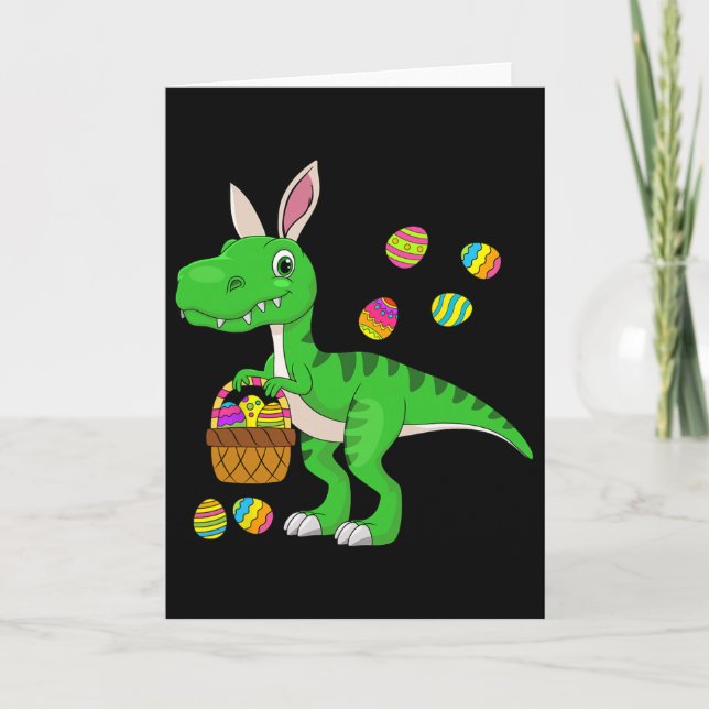 Easter Dinosaur Bunny Ears Easter Sket Stuffers Ki Card (Front)