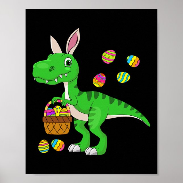 Easter Dinosaur Bunny Ears Easter Sket Stuffers Ki Poster (Front)