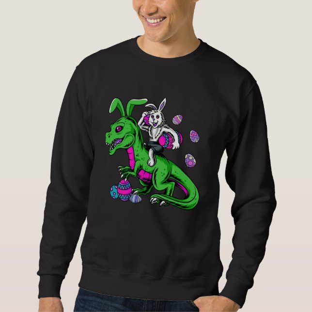 Easter Dinosaur Girls Boys Kids Bunny Easter Baske Sweatshirt (Front)