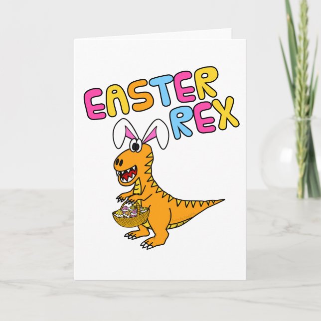 Easter Dinosaur T-Rex Kids Funny Card (Front)