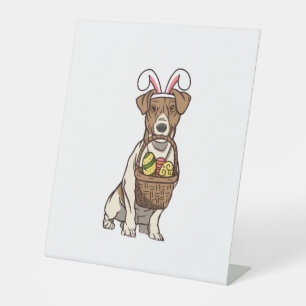 Easter Dog Bunny Costume Christian Festival Egg Pedestal Sign